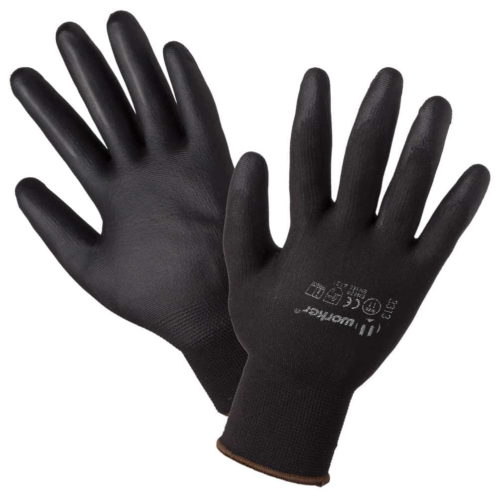 כפפות עבודה שחורות PU דגם 3313