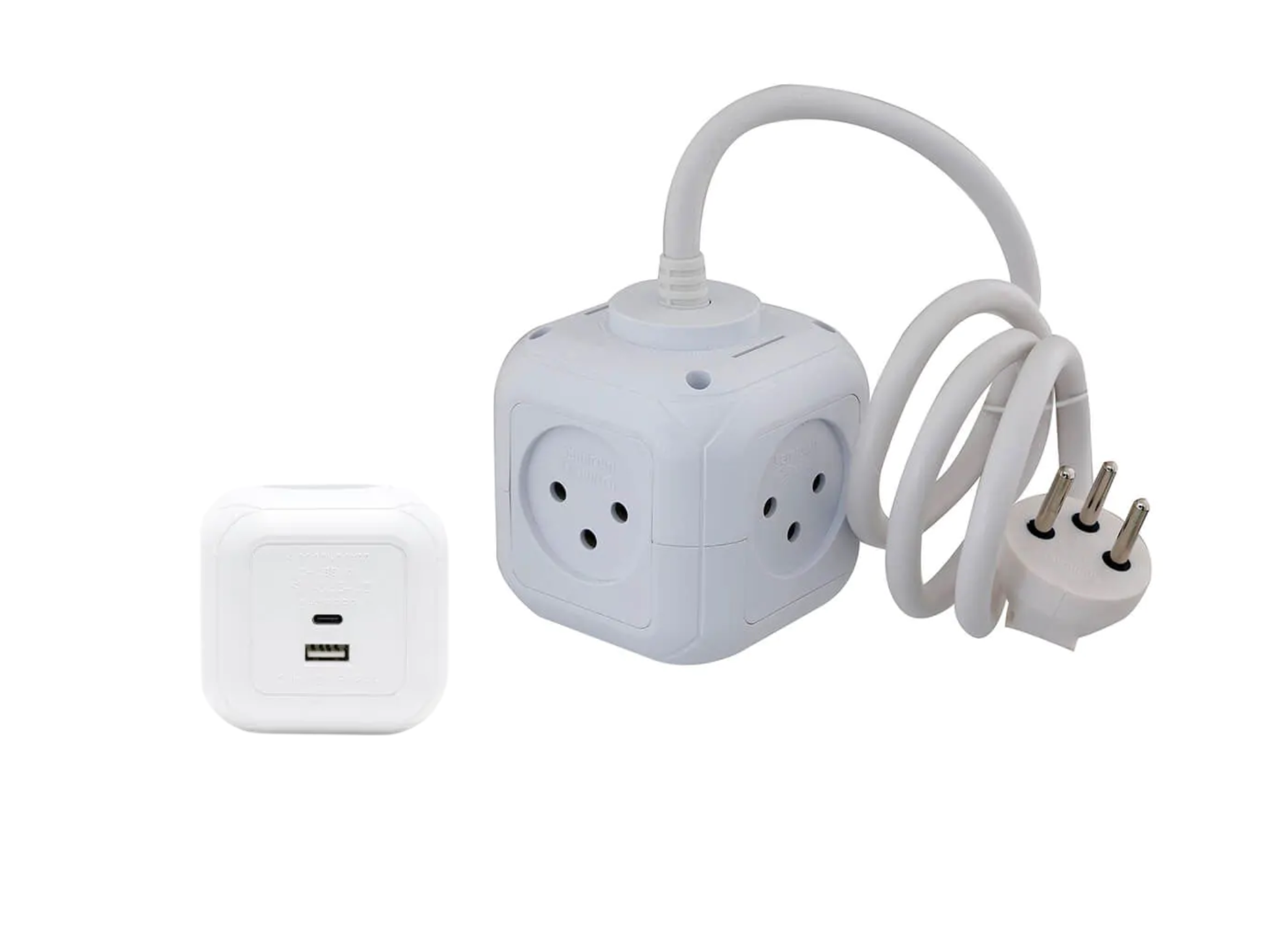 הקוביה החשמלית מפצל חשמל 1 ל -4 + USB + Type-C + כבל 1 מ' דגם SW CUB4UC+E