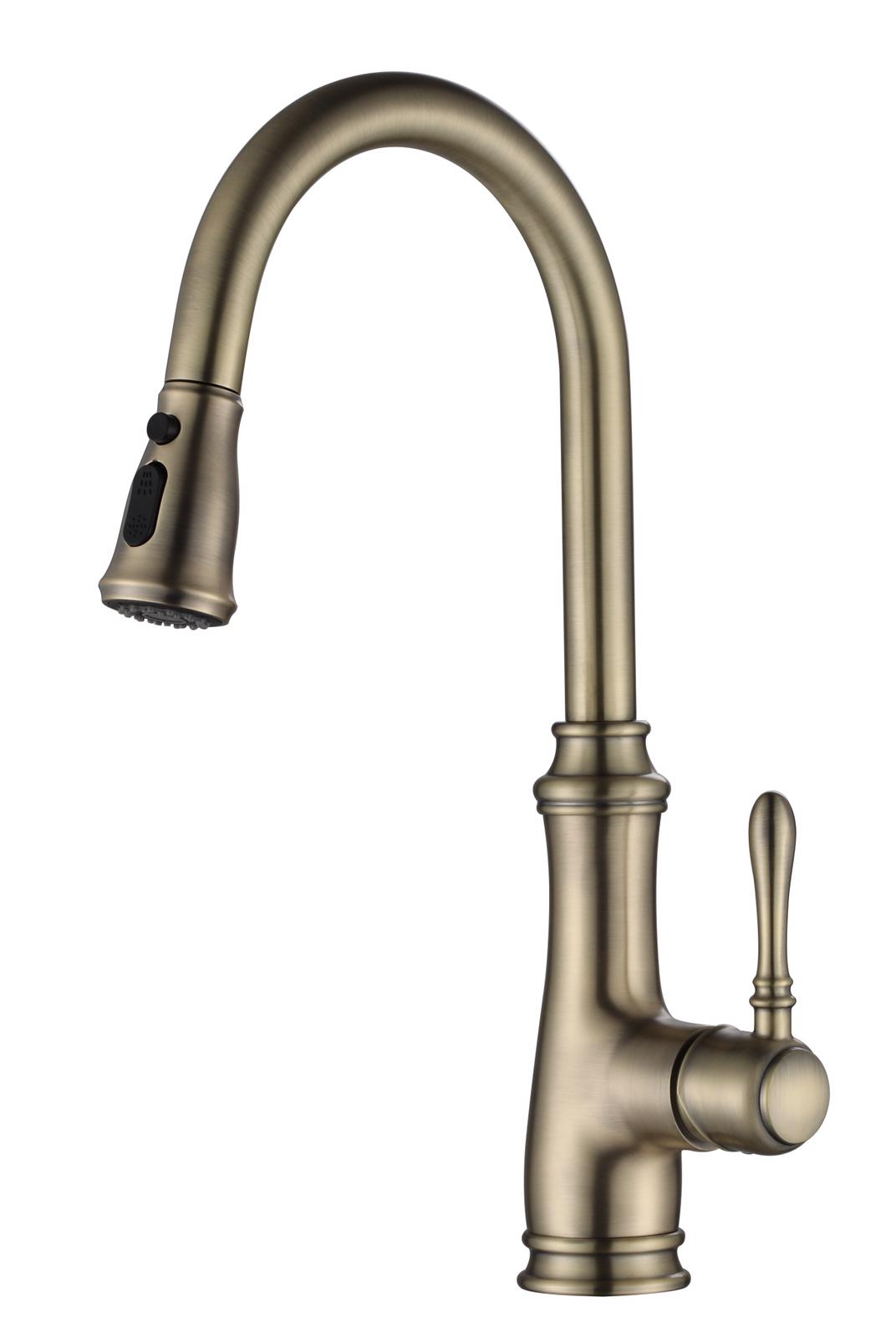 ברז מטבח מפואר נשלף 2 מצבים דגם 12184 זהב מוברש