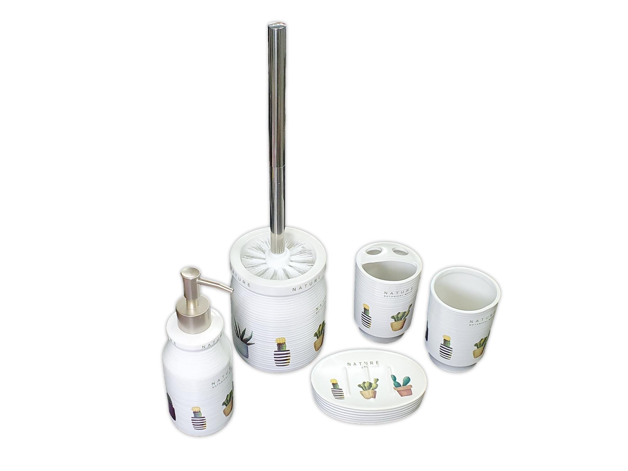 סט אביזרי אמבט 5 חלקים דגם קקטוס