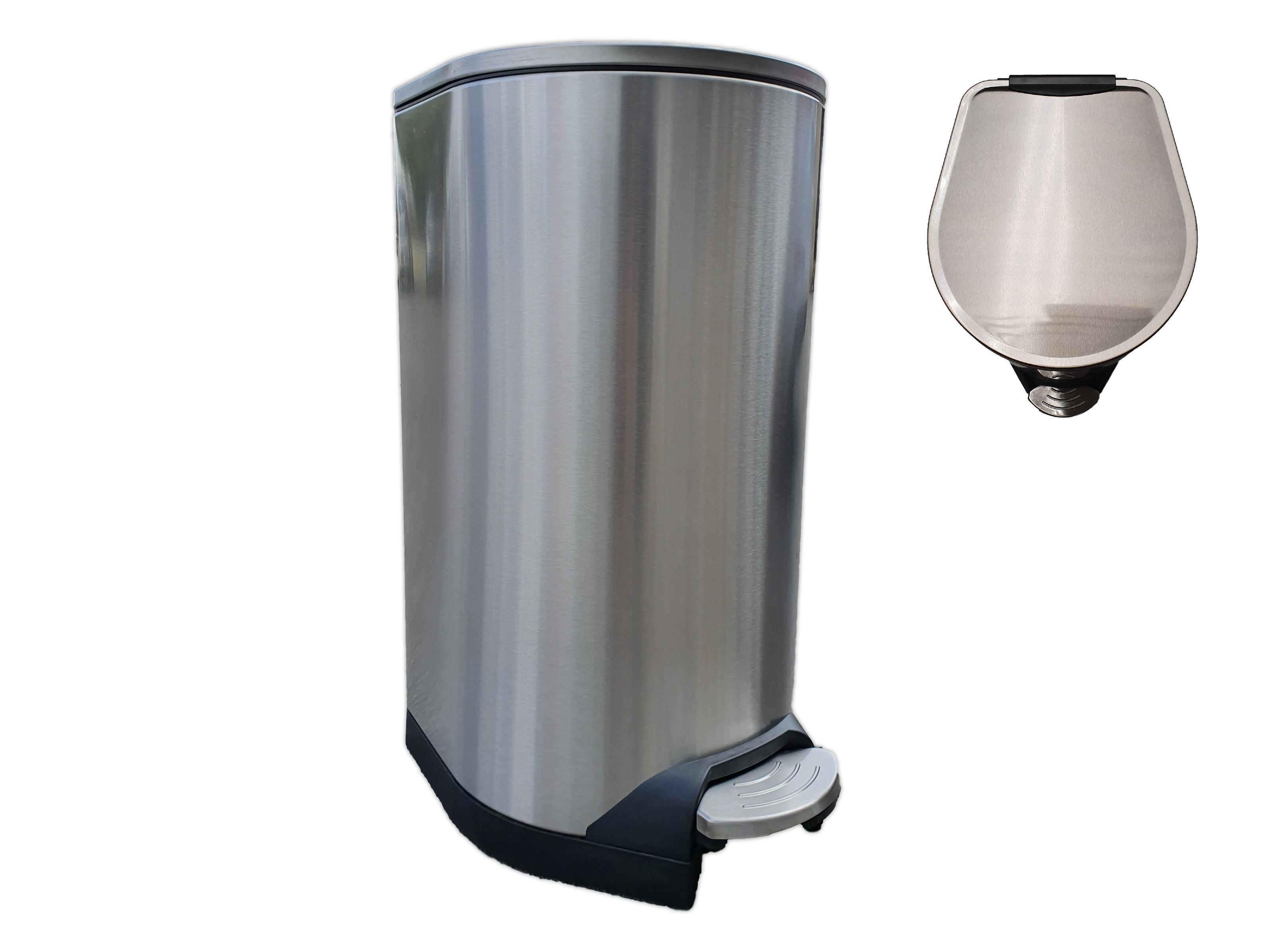 פח דוושה נירוסטה דגם 'אפולו' טריקה שקטה + דלי פנימי