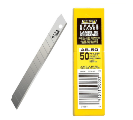 50 להבים איכותיים לסכין צרה להחלפה 9 מ"מ דגם AB-50