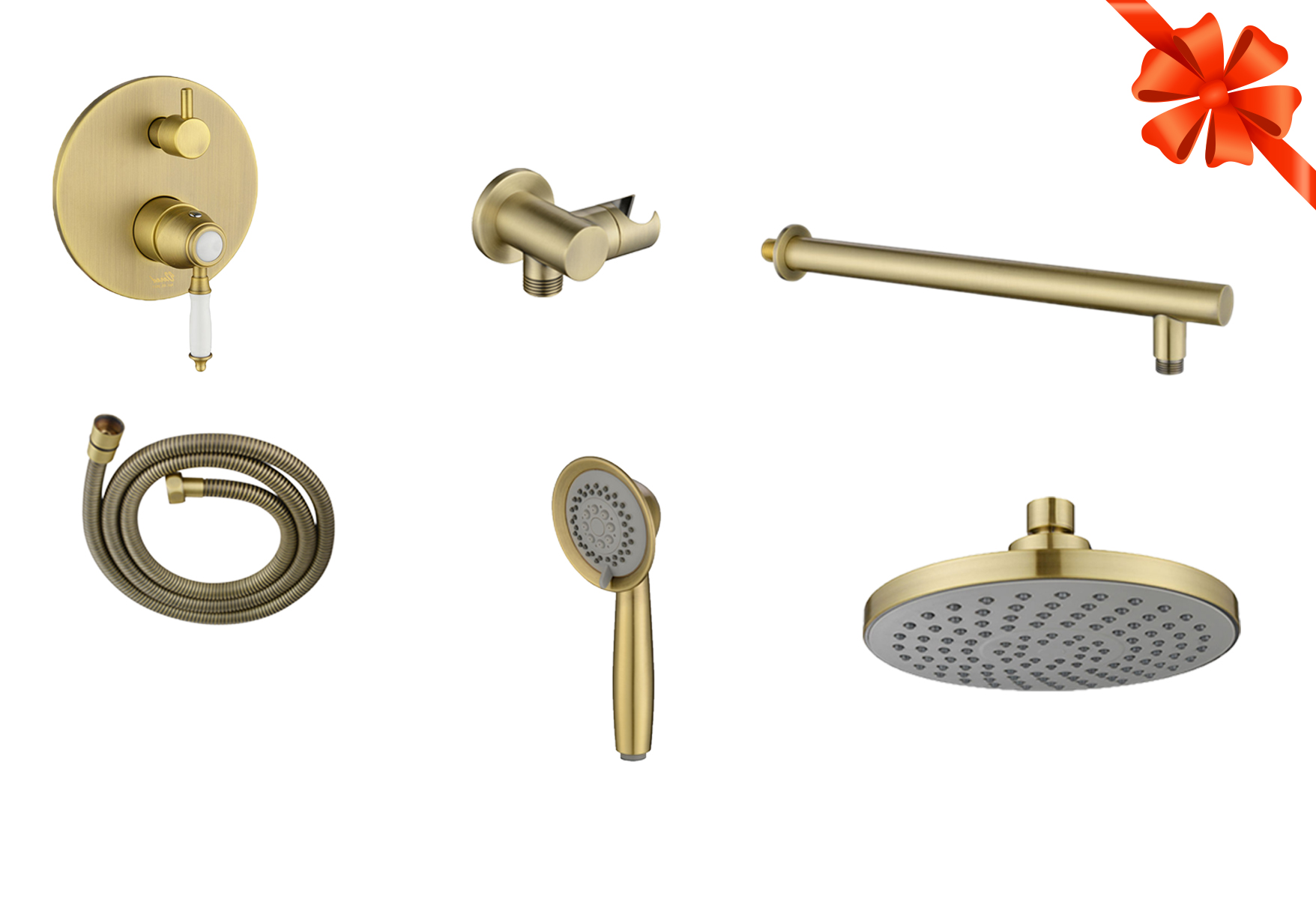 מארז רחצה יוקרתי בצבע זהב מוברש - הכל כלול לאמבטיה!